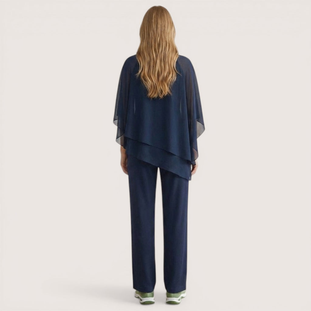 Elina | Women’s Two-Piece Chiffon Top and Wide Leg Pants Set