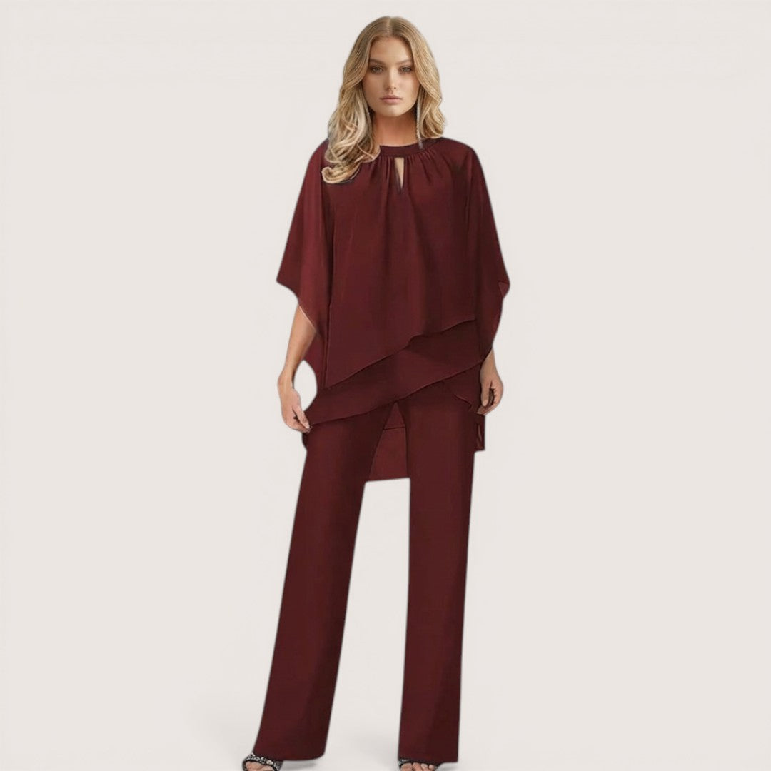 Elina | Women’s Two-Piece Chiffon Top and Wide Leg Pants Set