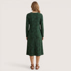 Mira | Women’s Long Sleeve Midi Dress with Leaf Print