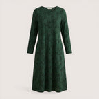 Mira | Women’s Long Sleeve Midi Dress with Leaf Print