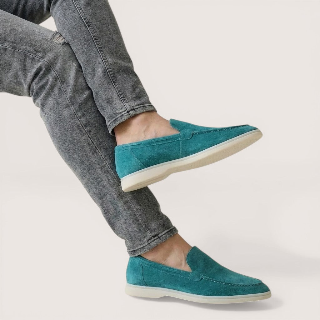 Luca | Men’s Suede Slip-On Loafers with Contrast Sole