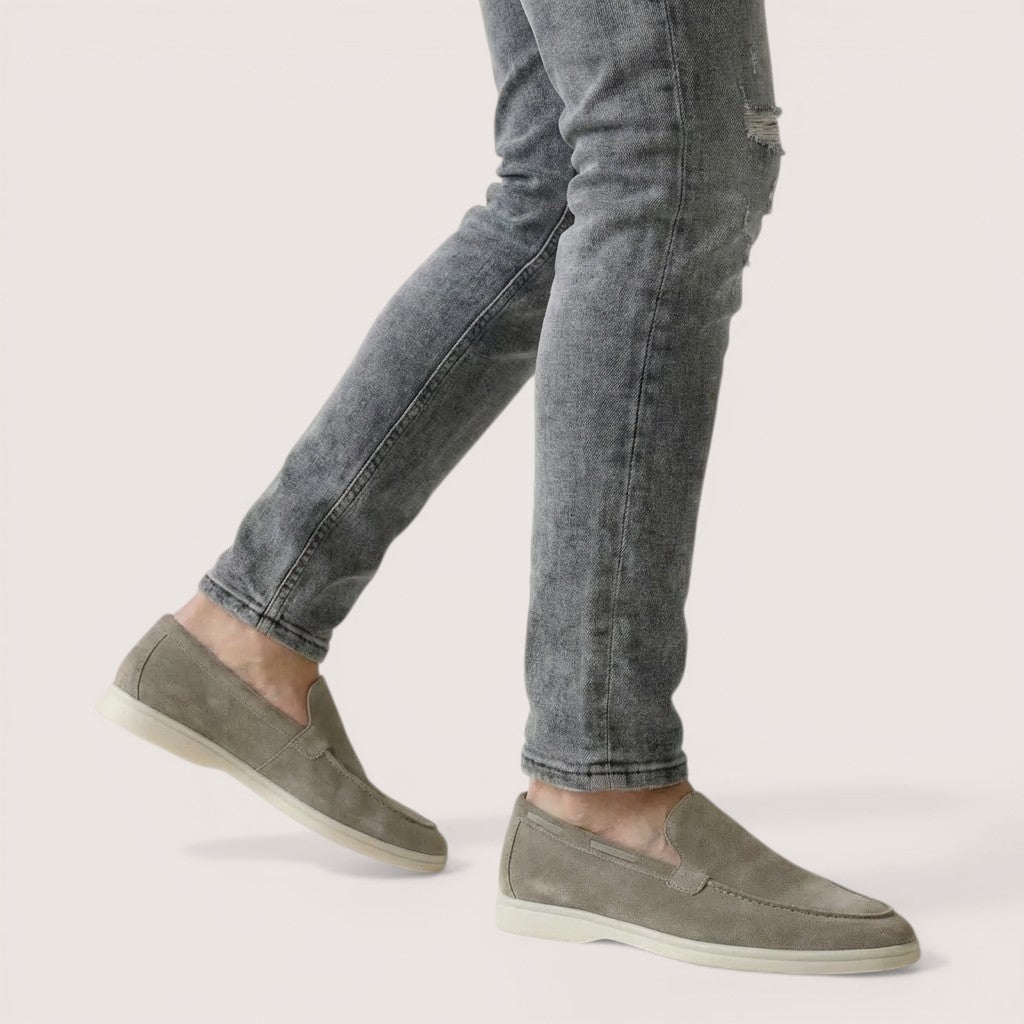 Luca | Men’s Suede Slip-On Loafers with Contrast Sole