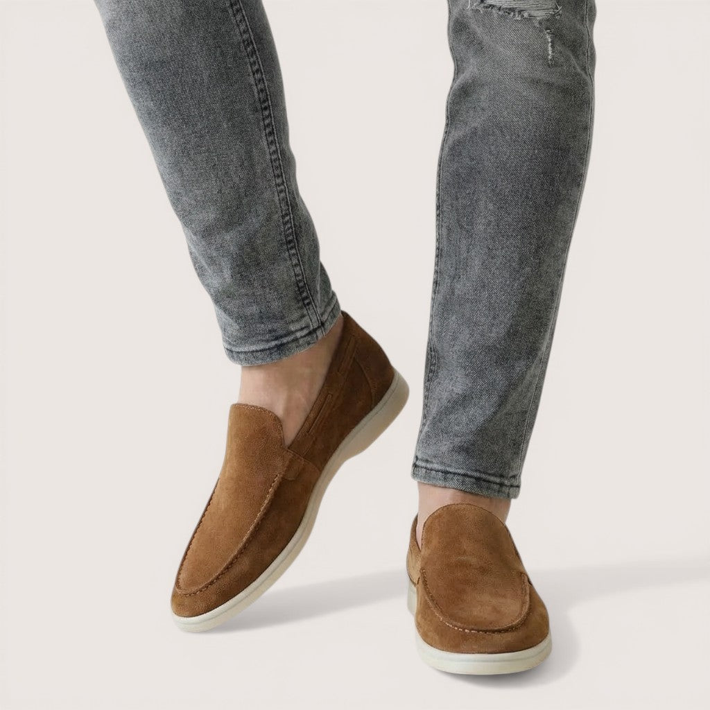 Luca | Men’s Suede Slip-On Loafers with Contrast Sole