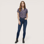 Elva | Women’s Short Sleeve Button-Up Blouse with Floral Print