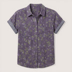 Elva | Women’s Short Sleeve Button-Up Blouse with Floral Print