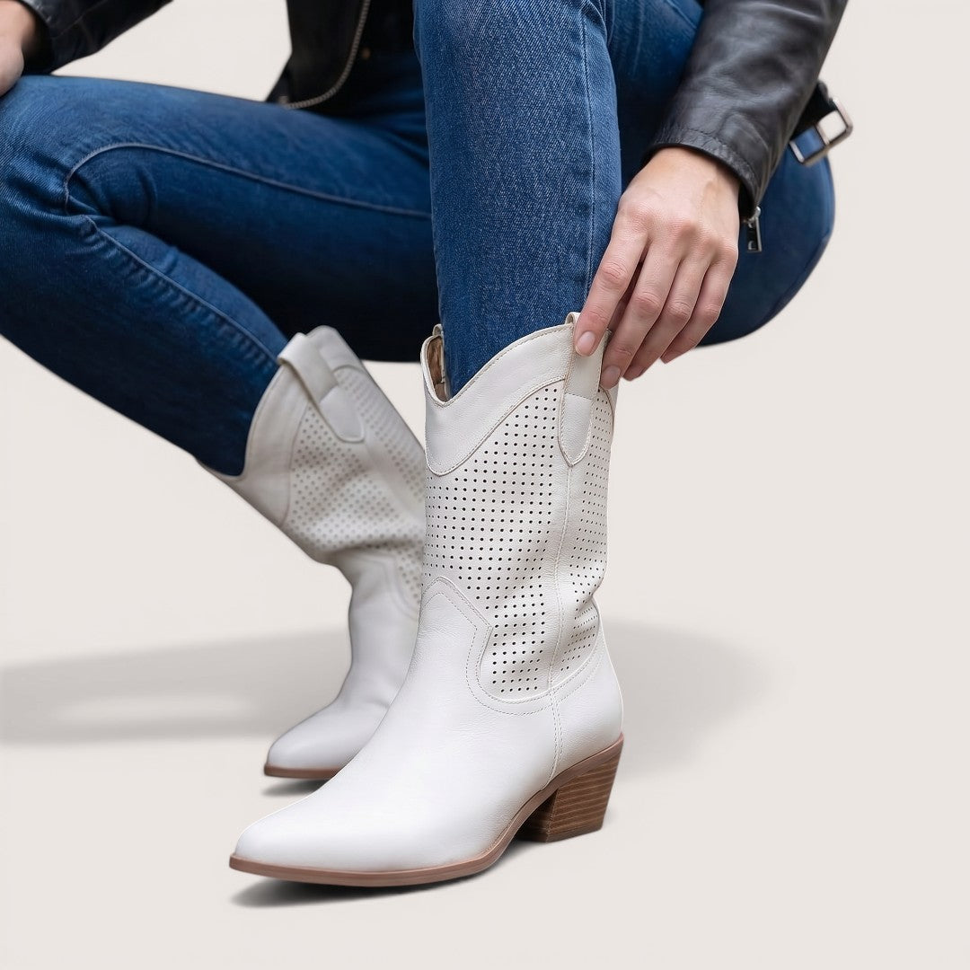 Sienna | Women’s Western Ankle Boots with Perforated Design