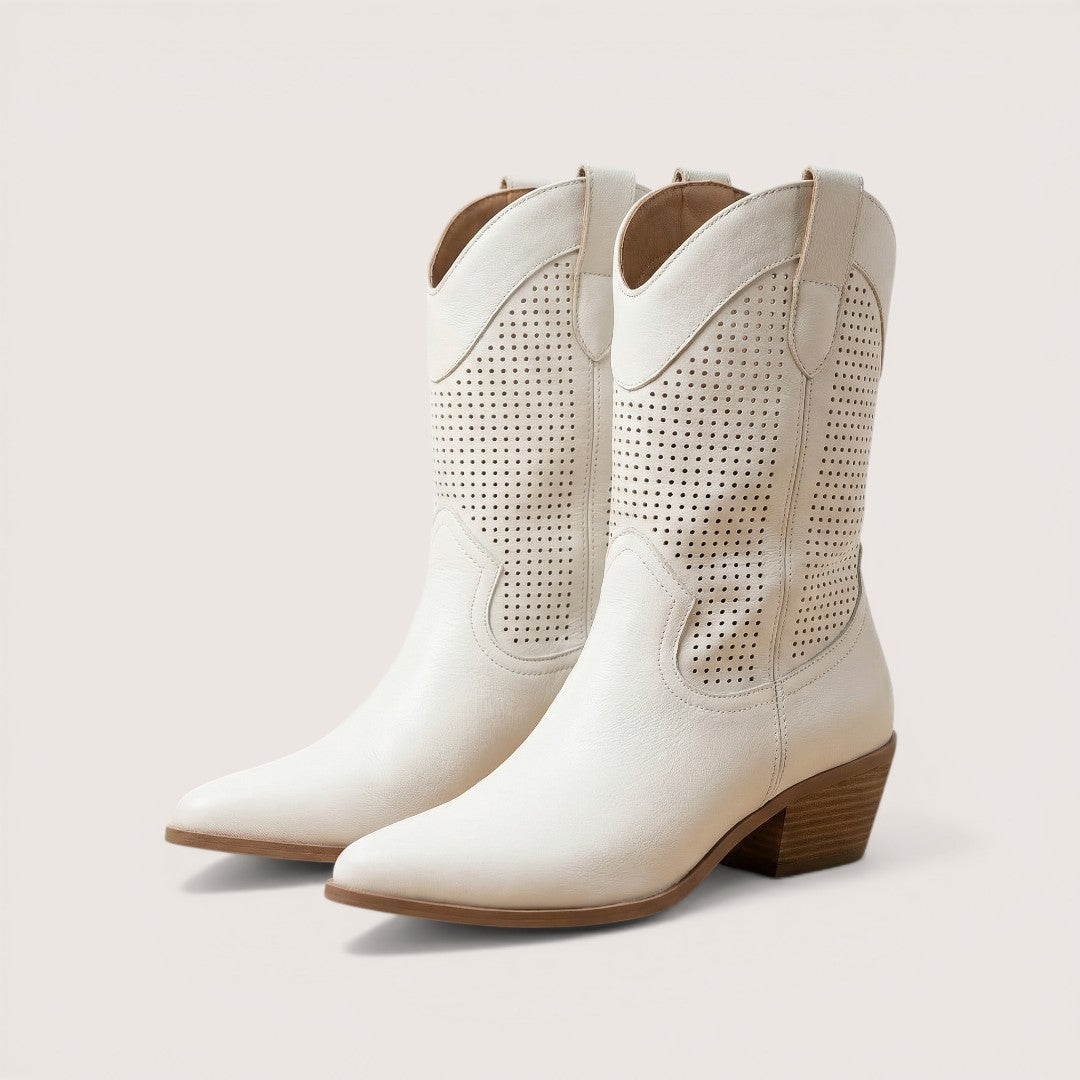 Sienna | Women’s Western Ankle Boots with Perforated Design