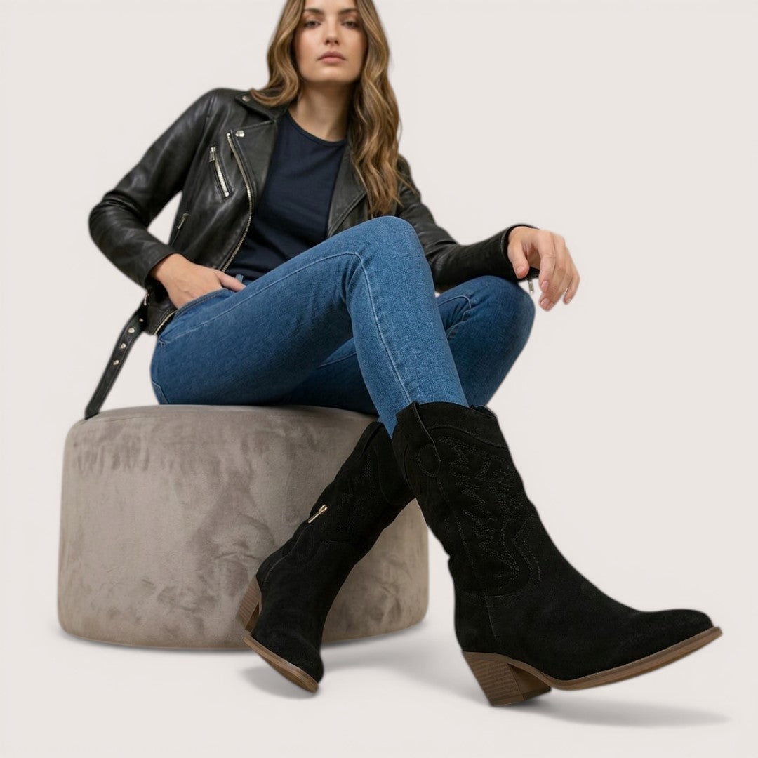 Sienna | Women’s Western Ankle Boots with Perforated Design