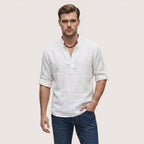 Luca | Men’s Linen Henley Shirt with Button Neck