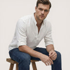 Luca | Men’s Linen Henley Shirt with Button Neck