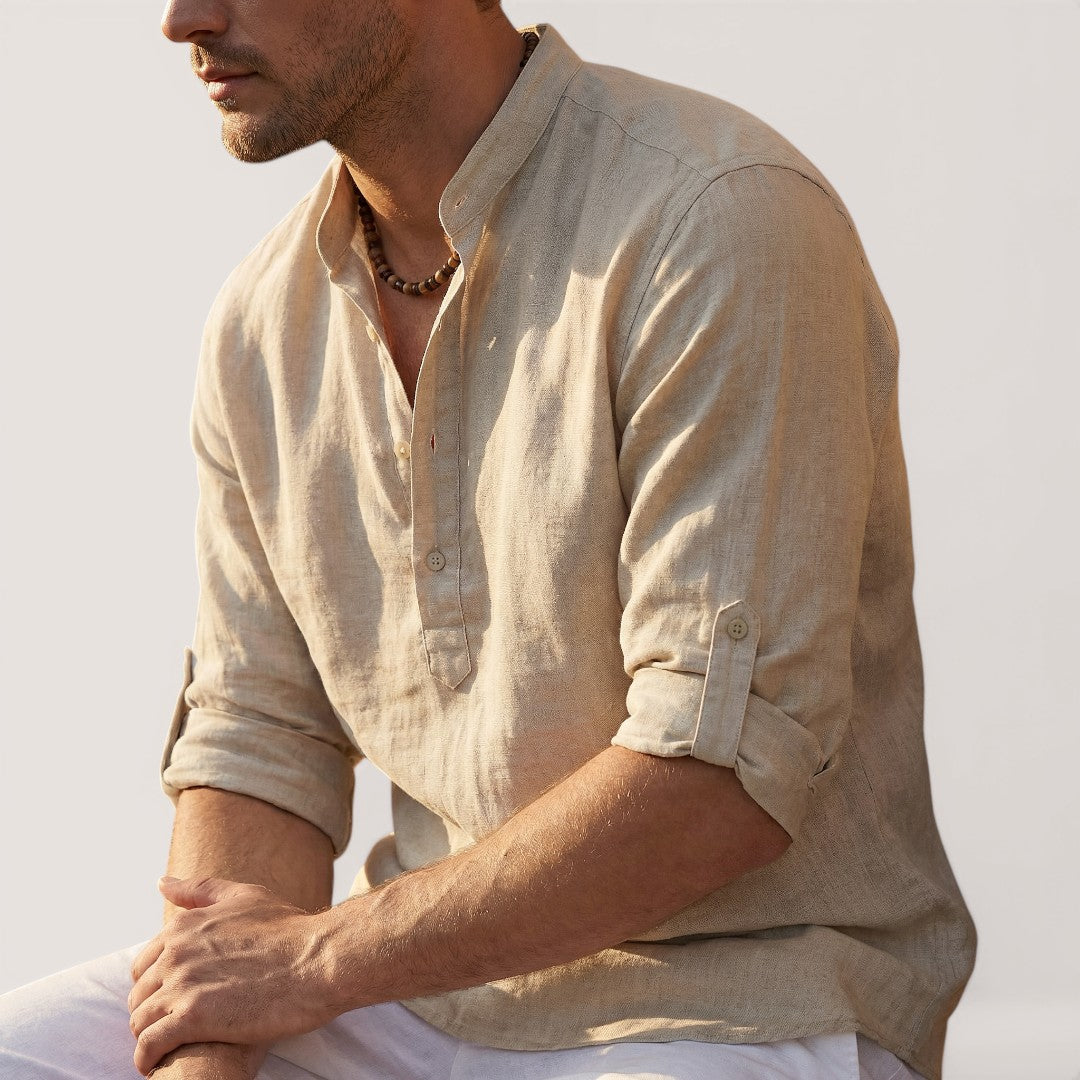 Luca | Men’s Linen Henley Shirt with Button Neck