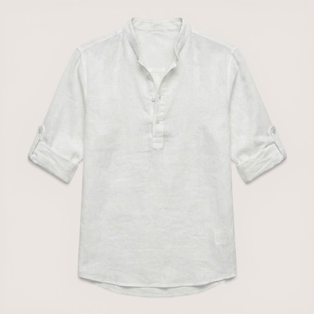 Luca | Men’s Linen Henley Shirt with Button Neck