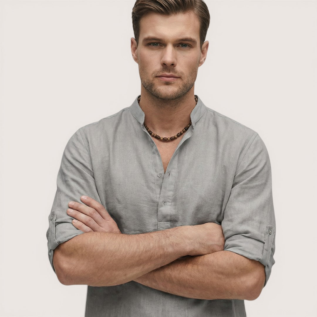 Luca | Men’s Linen Henley Shirt with Button Neck