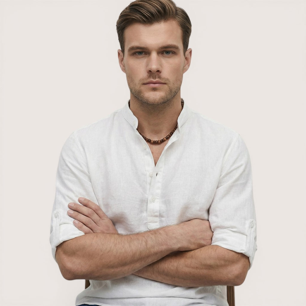 Luca | Men’s Linen Henley Shirt with Button Neck