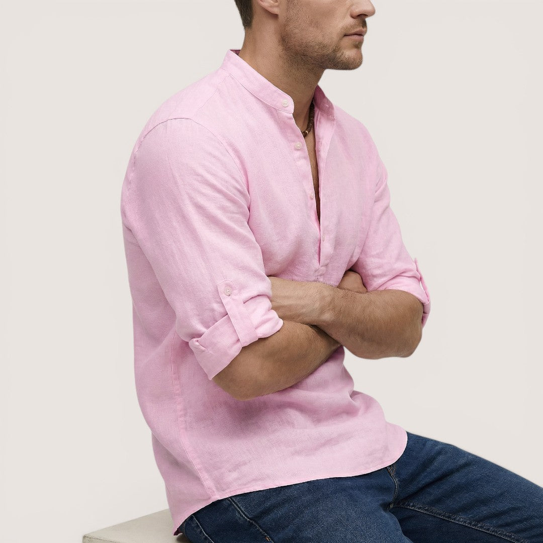 Luca | Men’s Linen Henley Shirt with Button Neck