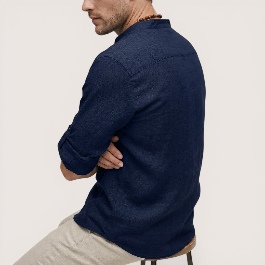 Luca | Men’s Linen Henley Shirt with Button Neck