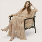 Aurelia | Women’s Chiffon Maxi Dress with Layered Cape Sleeves