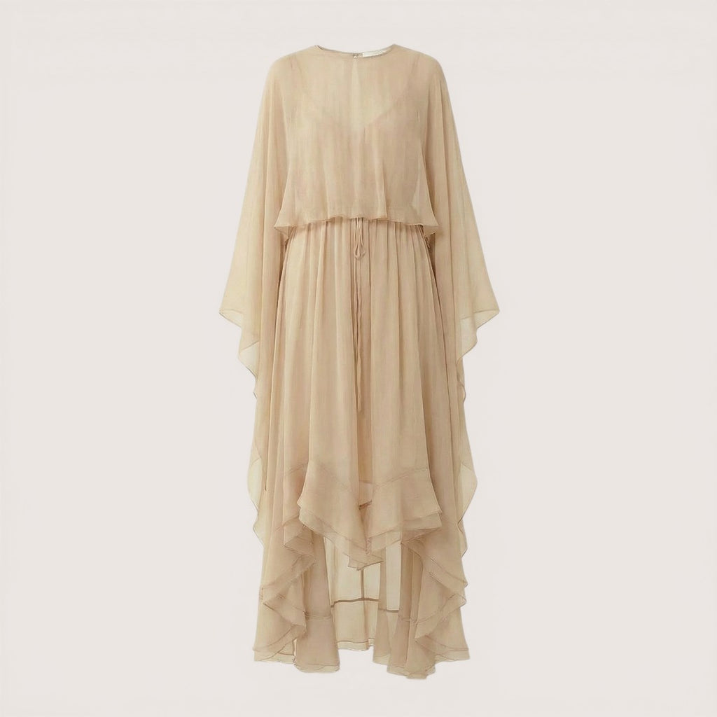 Aurelia | Women’s Chiffon Maxi Dress with Layered Cape Sleeves