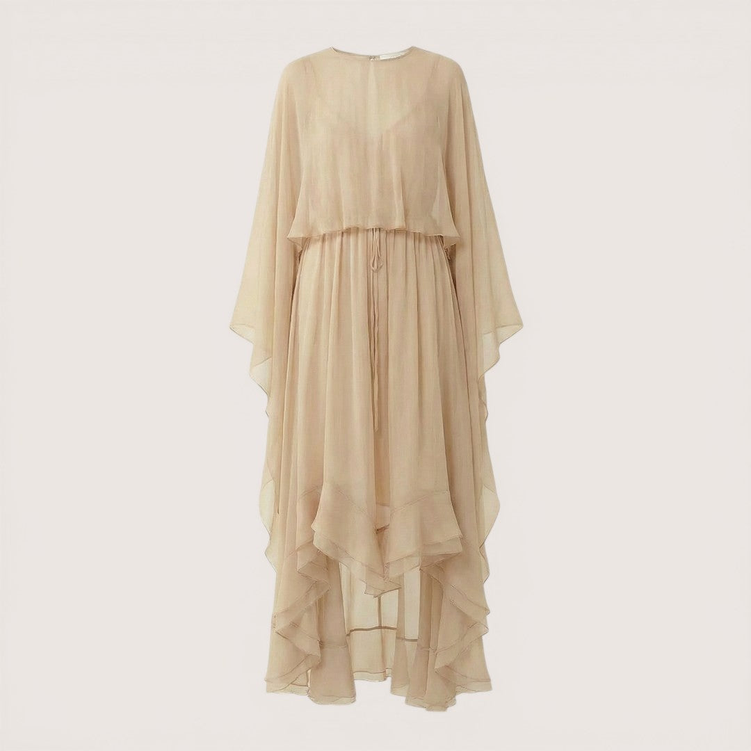 Aurelia | Women’s Chiffon Maxi Dress with Layered Cape Sleeves