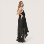 Aurelia | Women’s Chiffon Maxi Dress with Layered Cape Sleeves