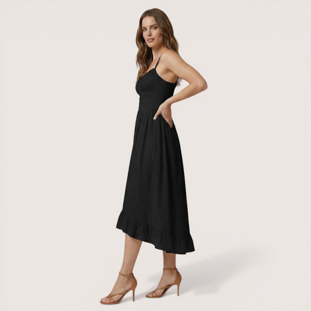 Liana | Women’s Cami Midi Dress with Ruffle Hem