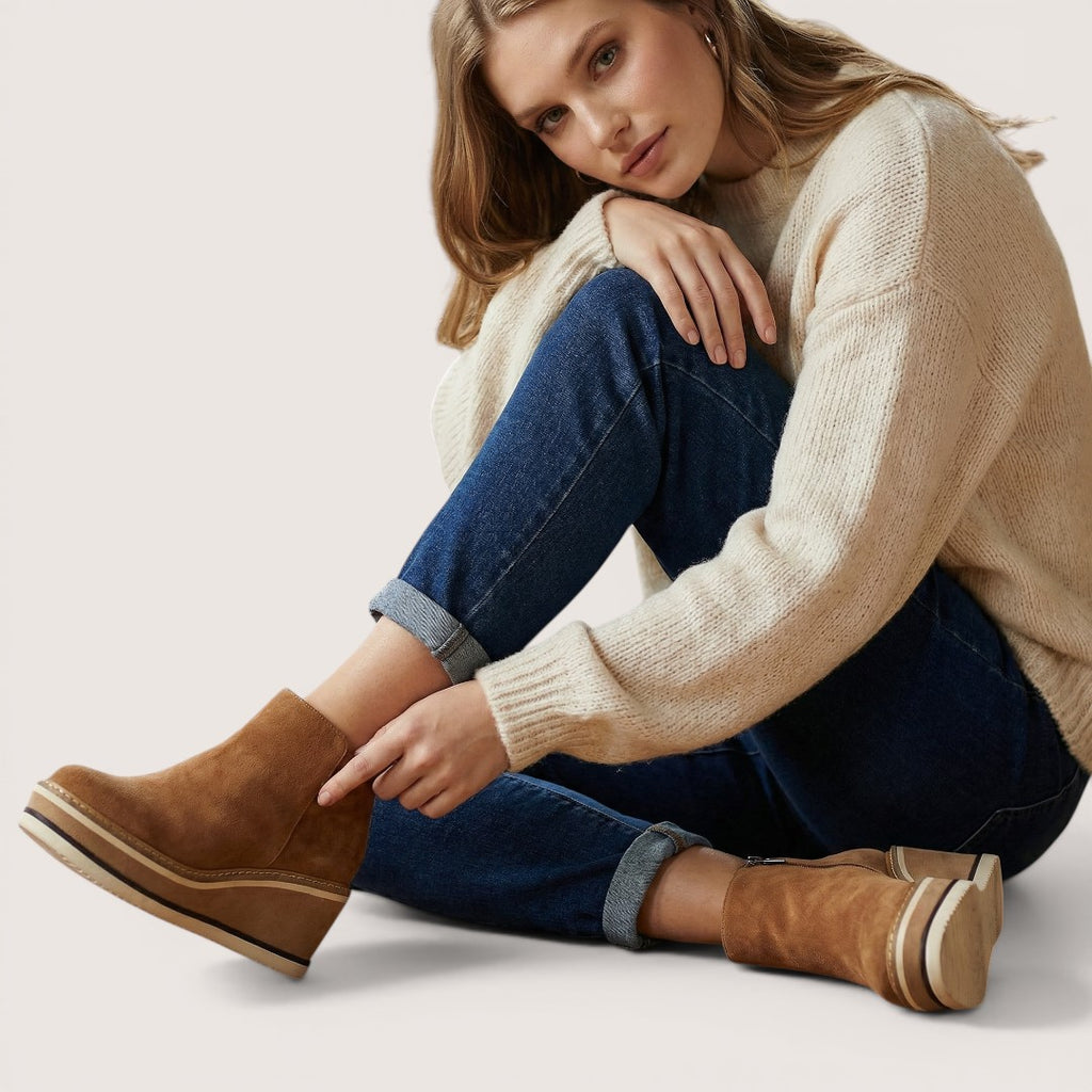 Aria | Women’s Platform Ankle Boots with Side Zipper