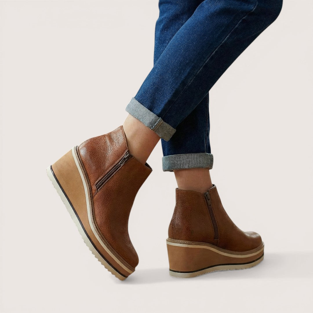 Aria | Women’s Platform Ankle Boots with Side Zipper