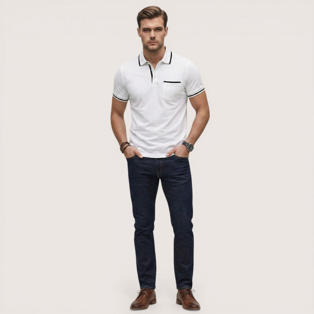 Enzo | Men’s Short Sleeve Polo Shirt with Zip Collar