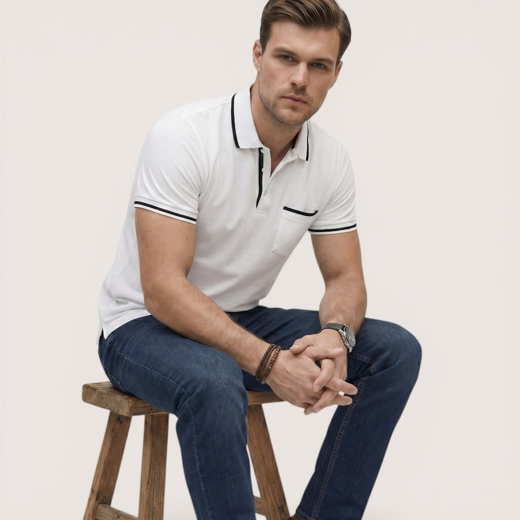 Enzo | Men’s Short Sleeve Polo Shirt with Zip Collar