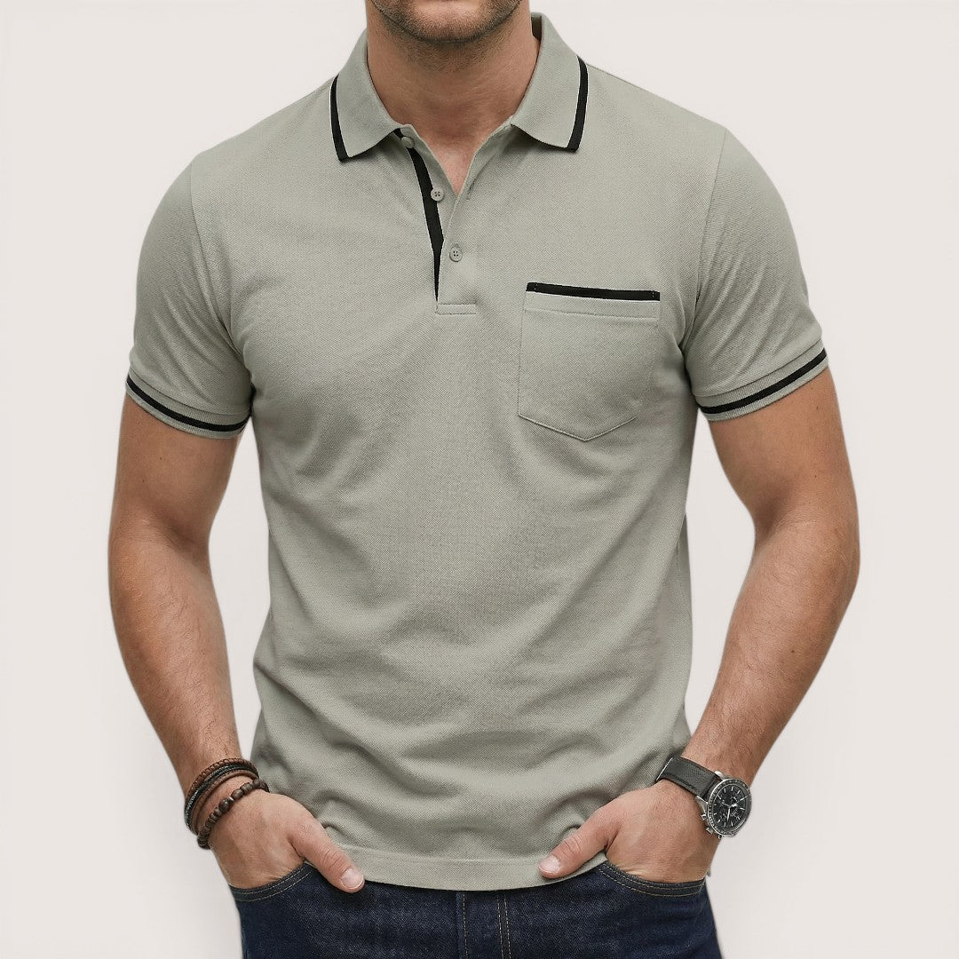 Enzo | Men’s Short Sleeve Polo Shirt with Zip Collar