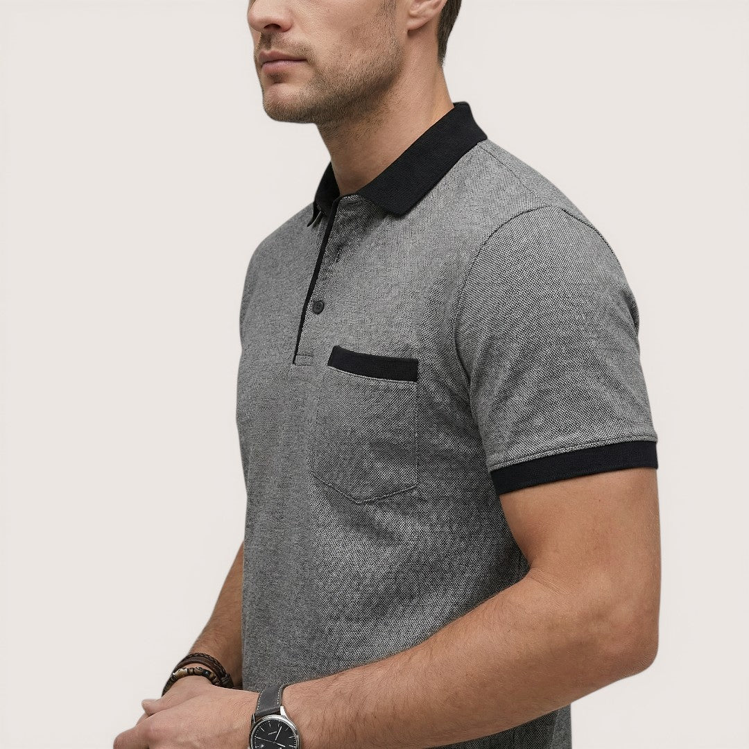 Enzo | Men’s Short Sleeve Polo Shirt with Zip Collar