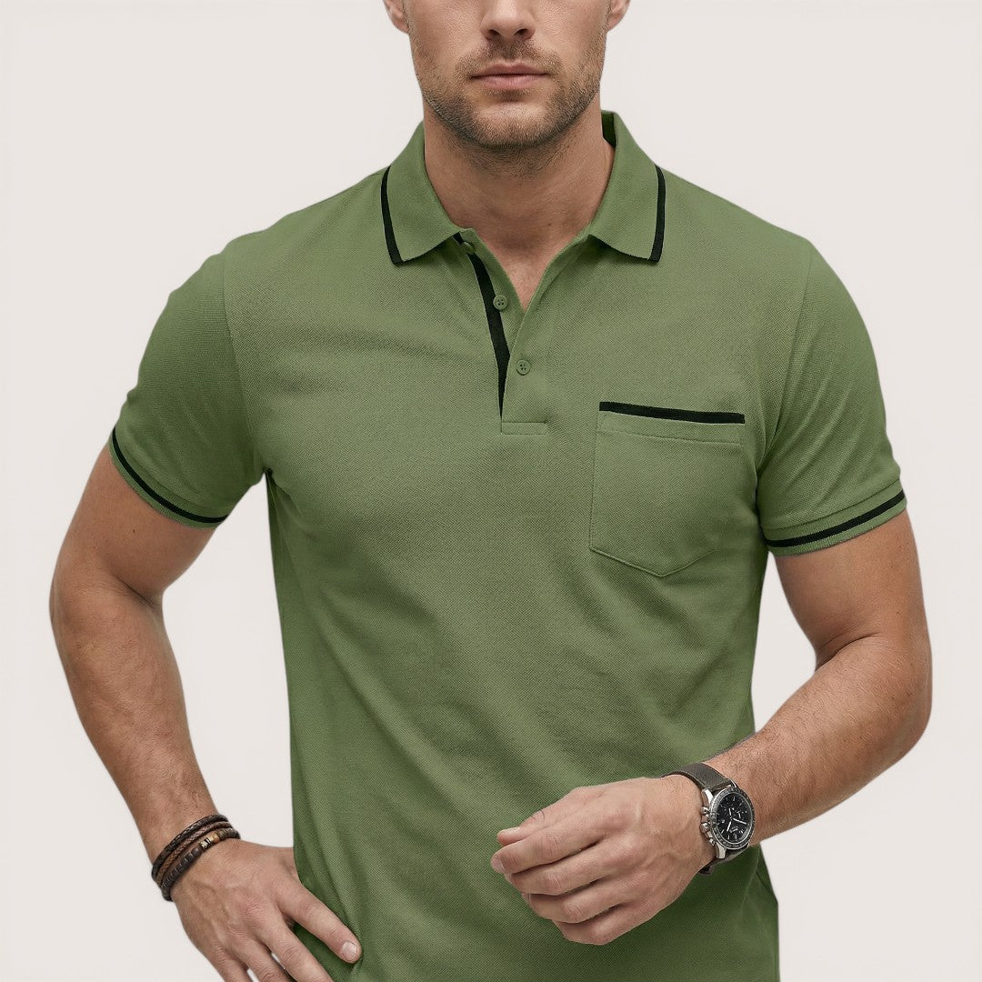Enzo | Men’s Short Sleeve Polo Shirt with Zip Collar