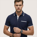 Enzo | Men’s Short Sleeve Polo Shirt with Zip Collar