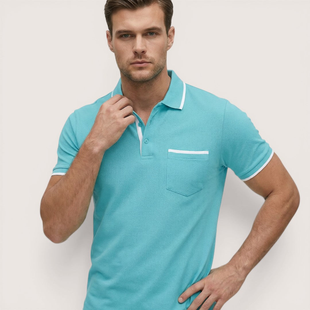 Enzo | Men’s Short Sleeve Polo Shirt with Zip Collar