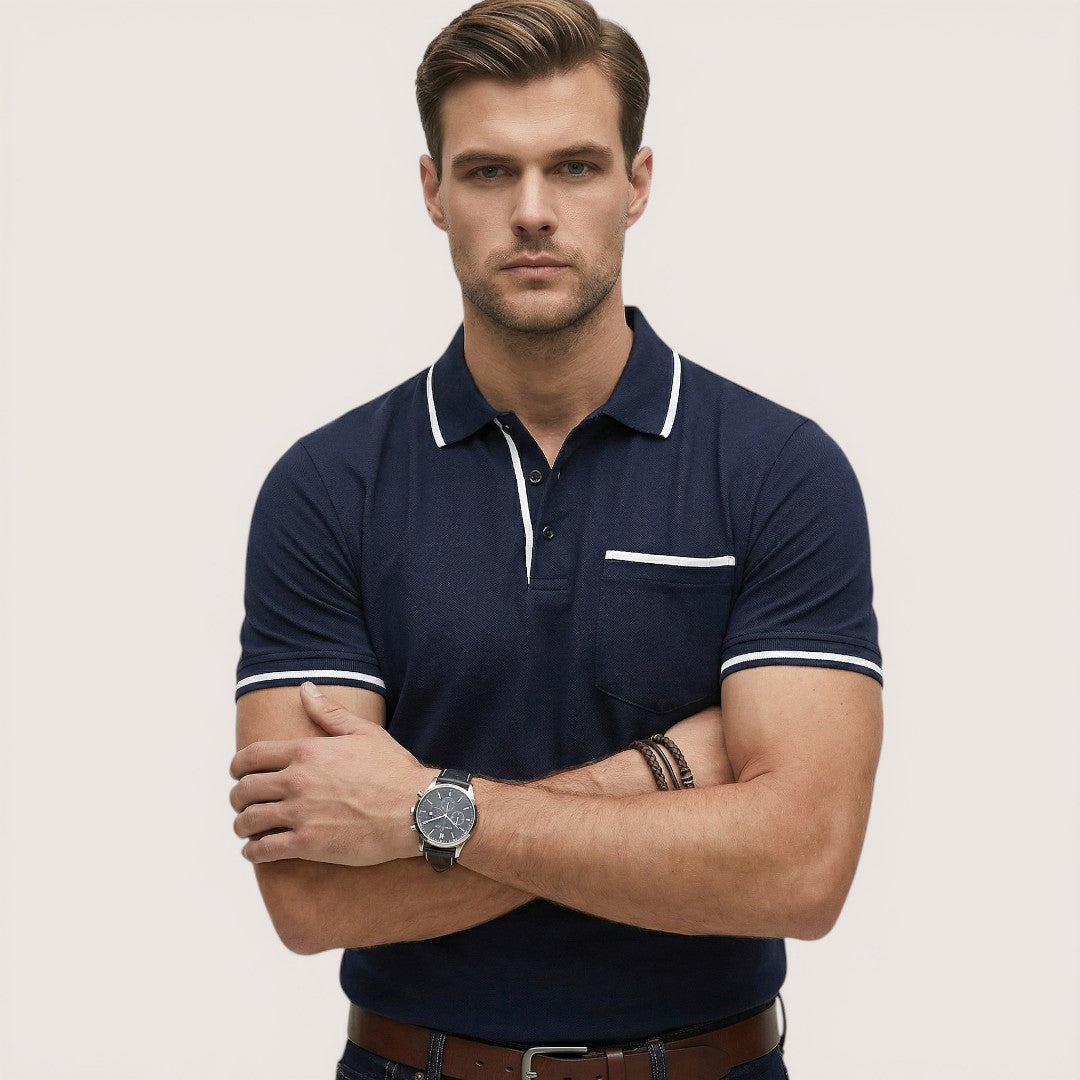 Enzo | Men’s Short Sleeve Polo Shirt with Zip Collar