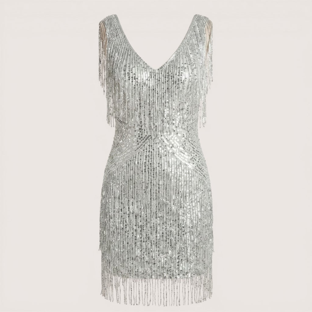 Celeste | Women’s Fringe Mini Dress with Sequin Detail