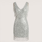 Celeste | Women’s Fringe Mini Dress with Sequin Detail