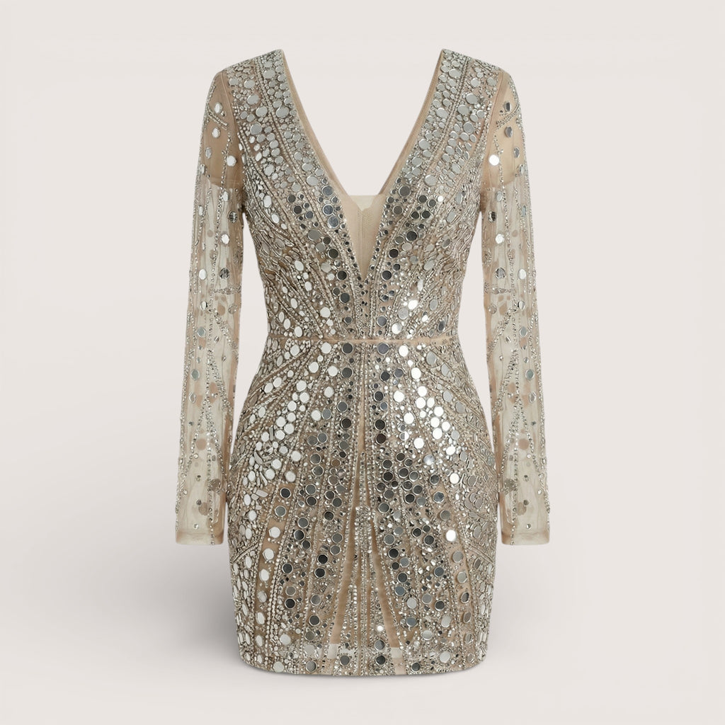 Arlette | Women’s Sequin Mini Dress with Long Sleeves