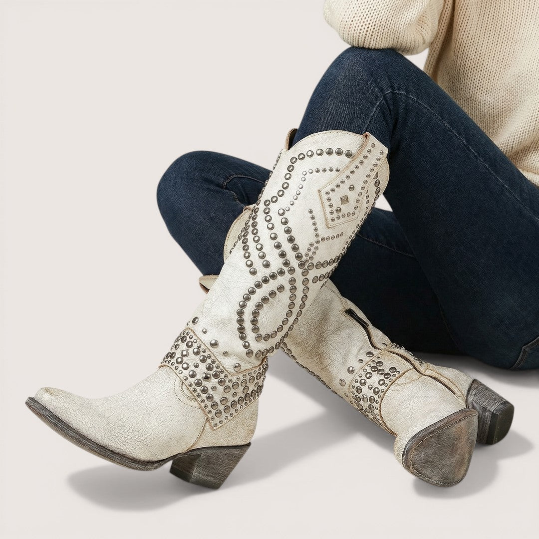 Dakota | Women’s Western Knee-High Boots with Stud Detail
