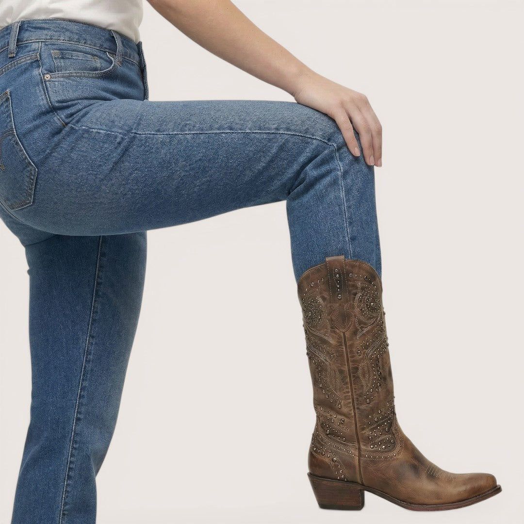 Dakota | Women’s Western Knee-High Boots with Stud Detail