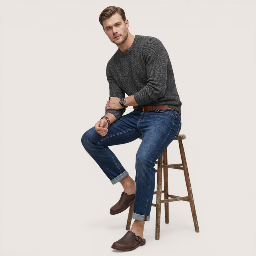 Rowan | Men’s Leather Slip-On Clogs with Closed Toe