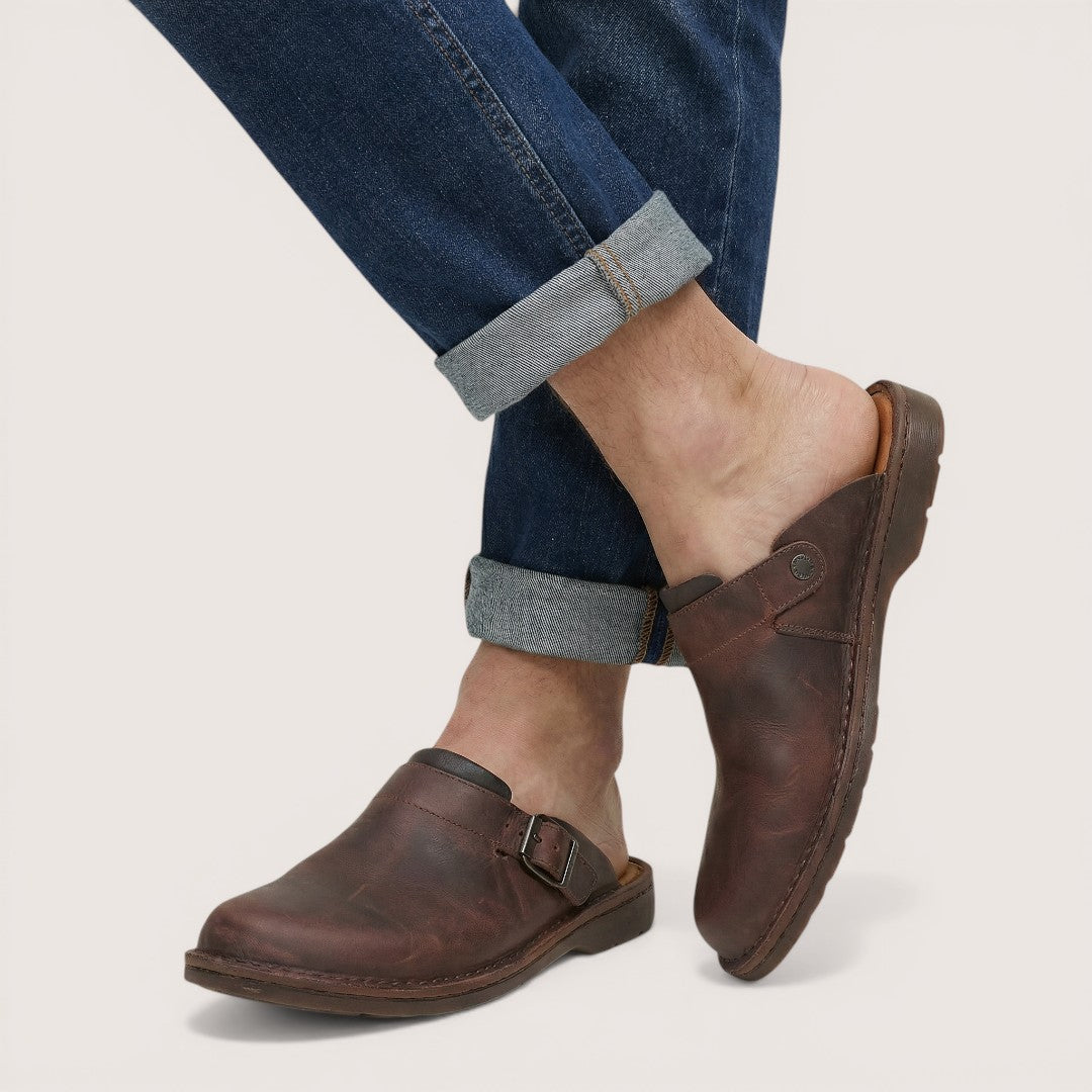 Rowan | Men’s Leather Slip-On Clogs with Closed Toe