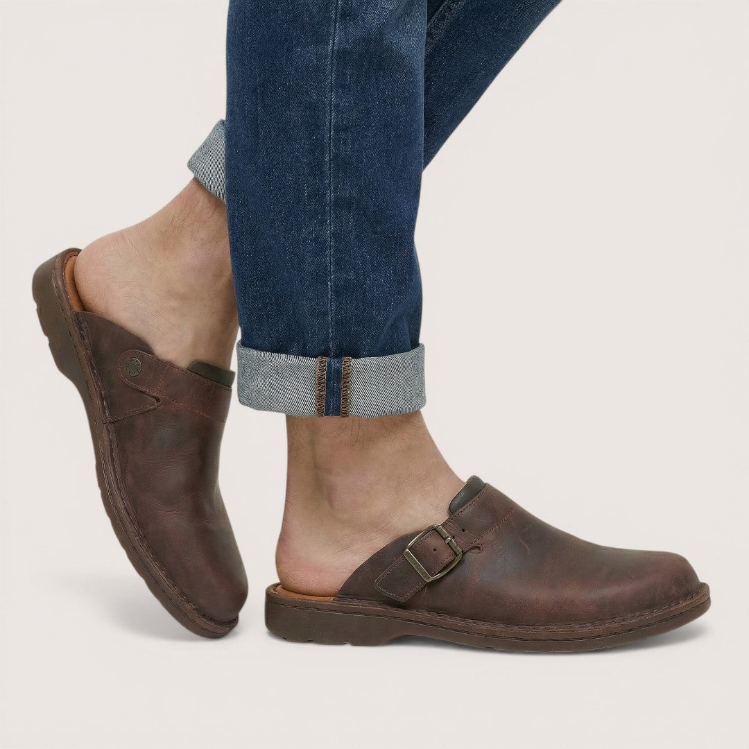 Rowan | Men’s Leather Slip-On Clogs with Closed Toe
