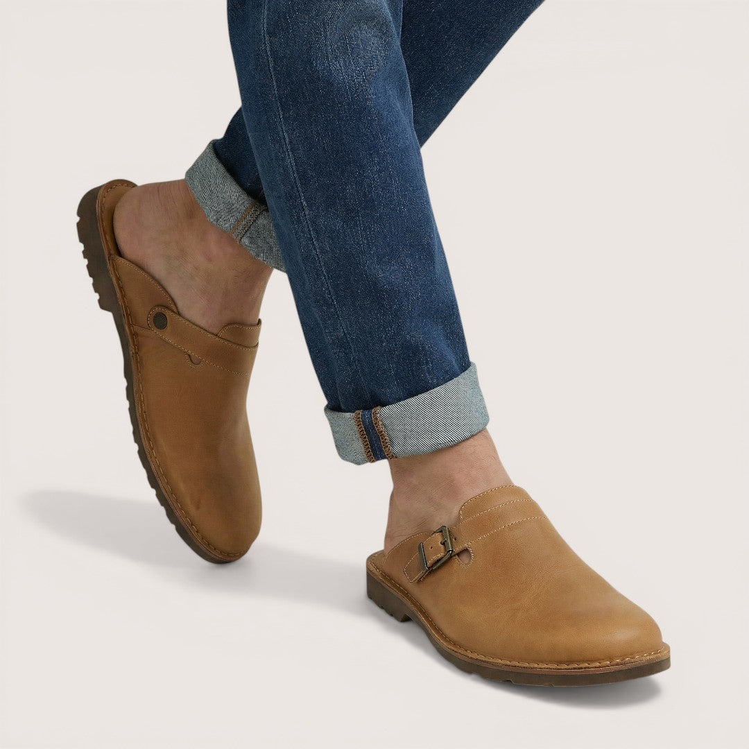 Rowan | Men’s Leather Slip-On Clogs with Closed Toe