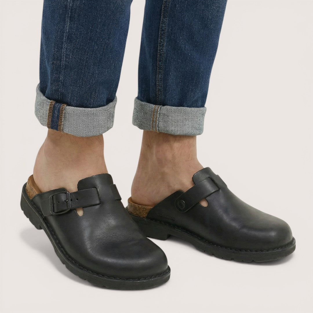 Rowan | Men’s Leather Slip-On Clogs with Closed Toe