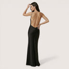 Selene | Women’s Backless Satin Maxi Dress with Spaghetti Straps