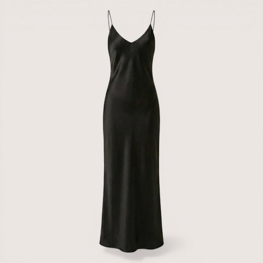 Selene | Women’s Backless Satin Maxi Dress with Spaghetti Straps