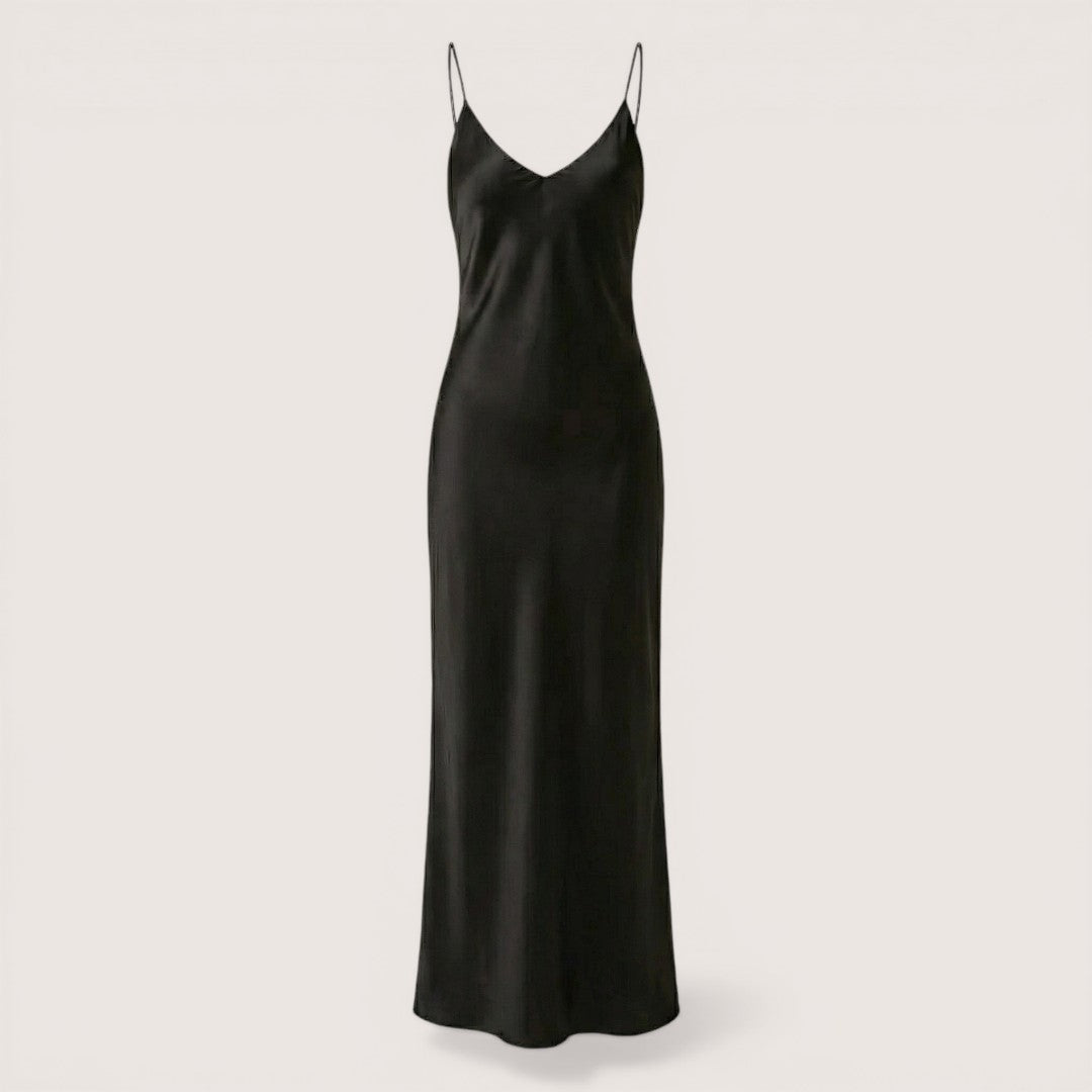Selene | Women’s Backless Satin Maxi Dress with Spaghetti Straps