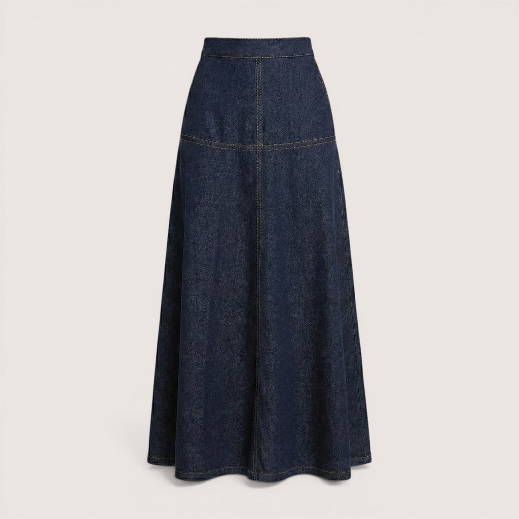 Elora | Women’s High-Waisted A-Line Denim Skirt with Pockets