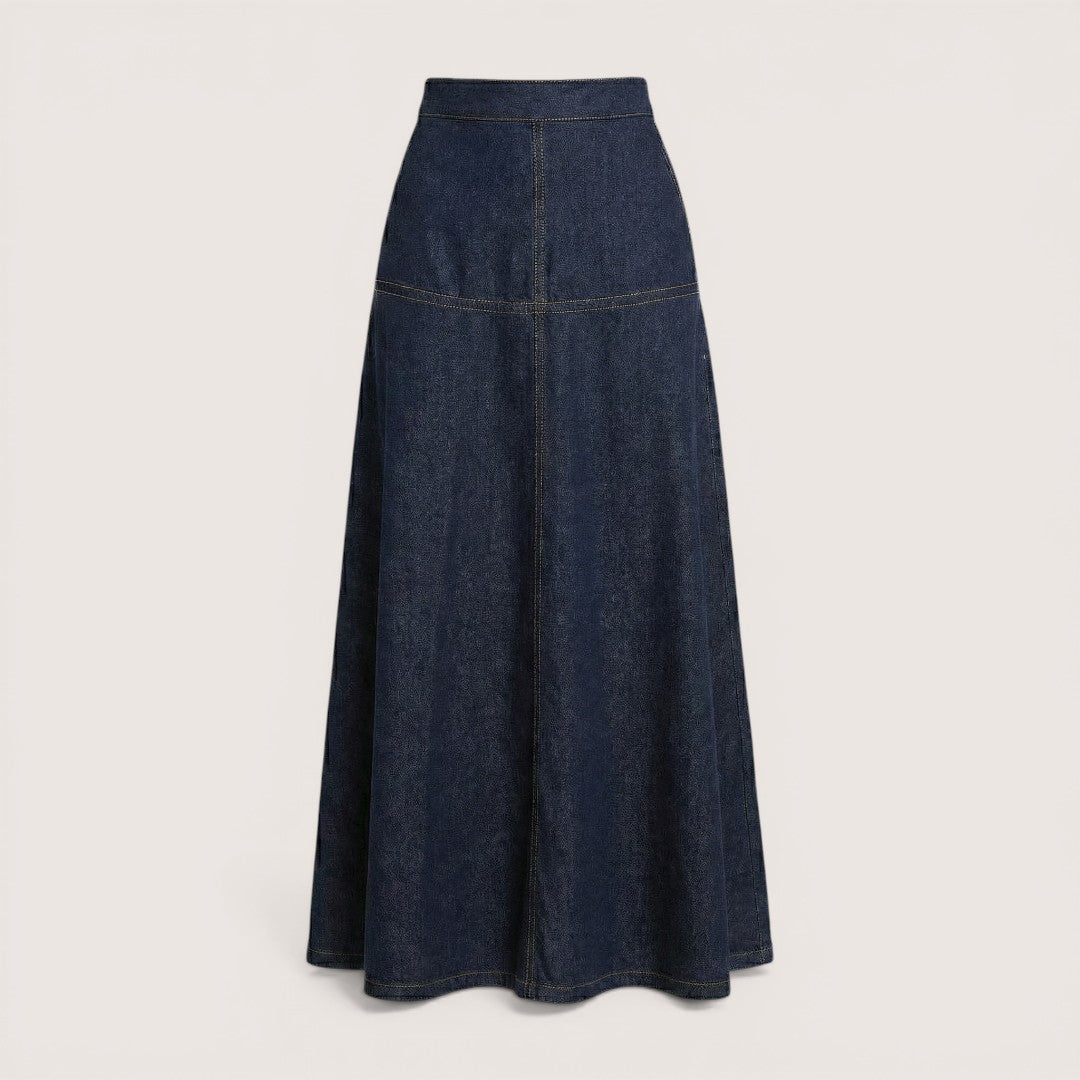 Elora | Women’s High-Waisted A-Line Denim Skirt with Pockets
